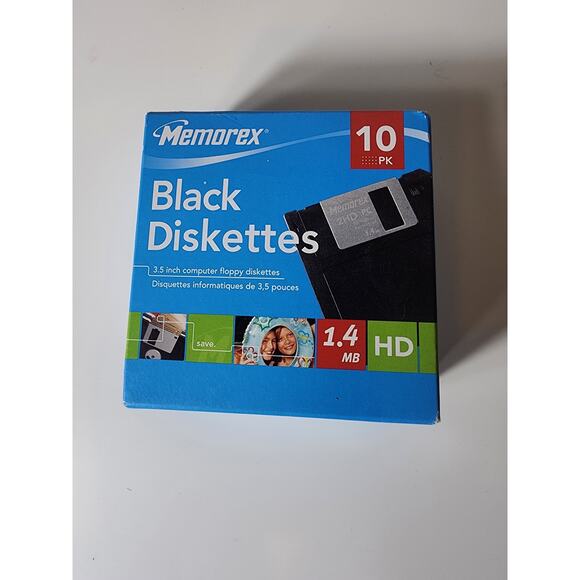 MEMOREX Formatted 3.5" Computer Floppy Diskettes HD 1.4MB set of 10 Sealed Pack - Picture 1 of 7